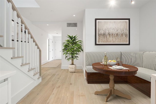 41 Richmondville Ave Unit Duplex 2, Call Listing Agent, CT 06880 - dining space featuring light wood-type flooring, stairway, and baseboards