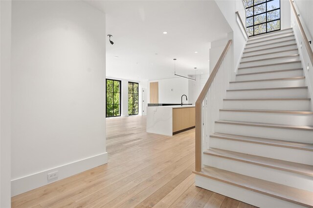 41 Richmondville Ave Unit Duplex 2, Call Listing Agent, CT 06880 - stairs featuring hardwood / wood-style floors and recessed lighting