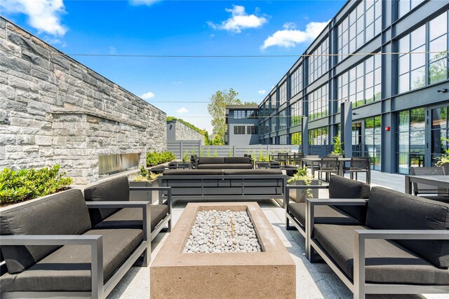 41 Richmondville Ave Unit Duplex 2, Call Listing Agent, CT 06880 - view of patio with an outdoor living space with a fireplace