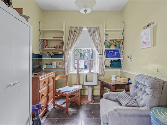123-19 7th Ave, College Point, NY 11356 - sitting room with dark tile patterned flooring