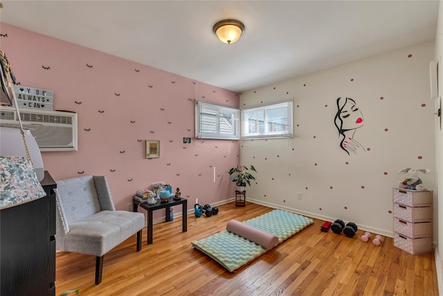 interior space with light wood-type flooring and baseboards