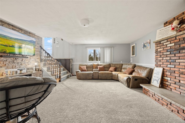 42 Horton Rd, Washingtonville, NY 10992 - living room with stairway and carpet floors