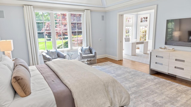 3 Pin Oak Ct, Old Brookville, NY 11545 - bedroom with wood finished floors, baseboards, and ornamental molding