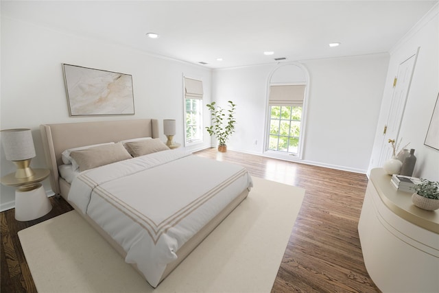 3 Pin Oak Ct, Old Brookville, NY 11545 - bedroom with wood finished floors, recessed lighting, crown molding, and baseboards