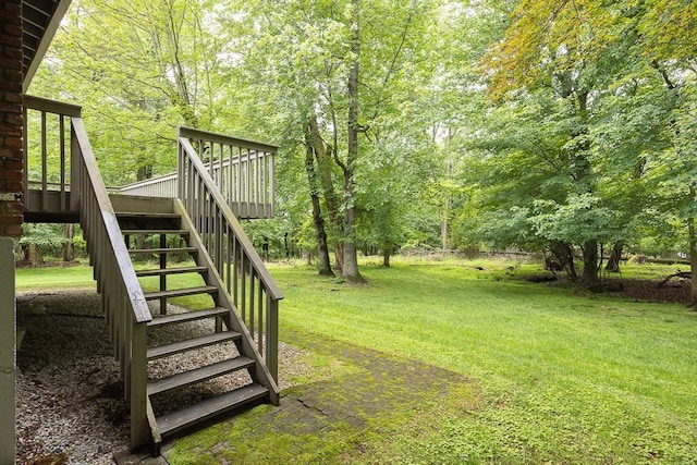 14 Wesley Ct, Congers, NY 10920 - view of green lawn featuring stairs and a wooden deck