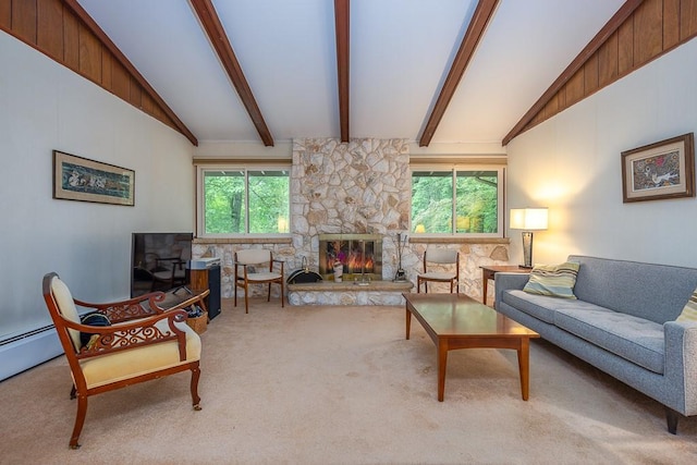 14 Wesley Ct, Congers, NY 10920 - living area featuring carpet and a fireplace