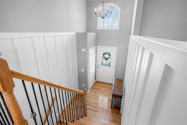 12 Hill Rd, Washingtonville, NY 10992 - entryway featuring an inviting chandelier and wood finished floors