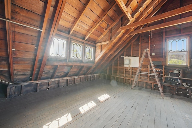 view of unfinished attic