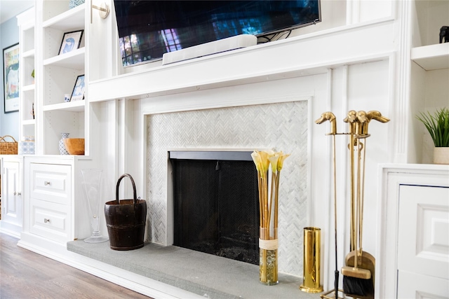 2 Spring Hollow Rd, Centerport, NY 11721 - detailed view of a fireplace and wood finished floors