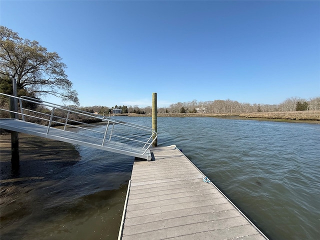 view of dock featuring a water view