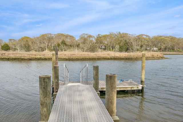 view of dock featuring a water view