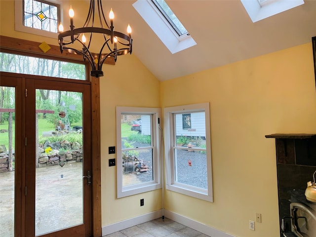 781 Pine Island Tpke, Warwick, NY 10990 - entryway with a wealth of natural light, a chandelier, and a skylight