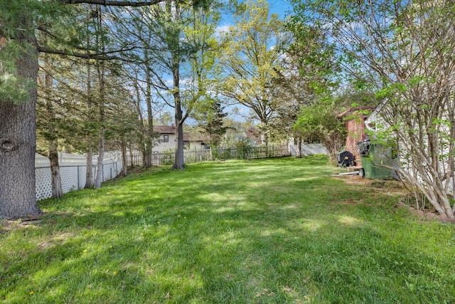view of yard featuring fence