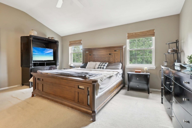 36 Alexander Dr, Washingtonville, NY 10992 - bedroom with light colored carpet, baseboards, ceiling fan, and lofted ceiling