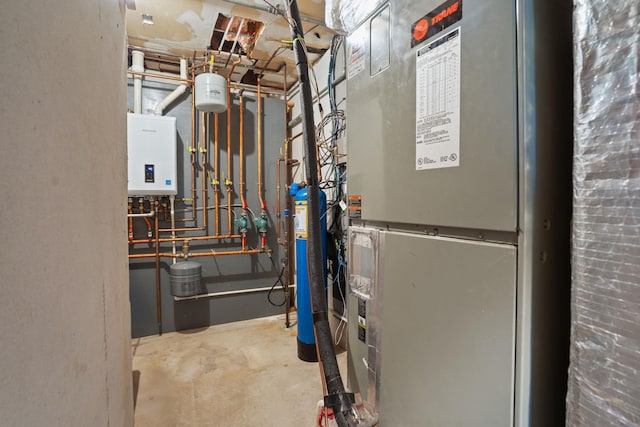 utilities with heating unit and tankless water heater
