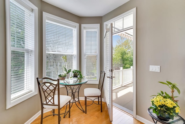 10 Symphony Dr, Lake Grove, NY 11755 - dining space featuring a wealth of natural light, light wood-style floors, and baseboards