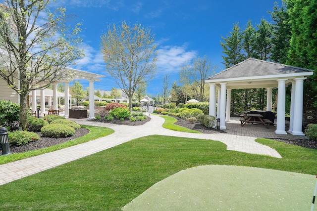 10 Symphony Dr, Lake Grove, NY 11755 - exterior space with a patio, a gazebo, and a yard