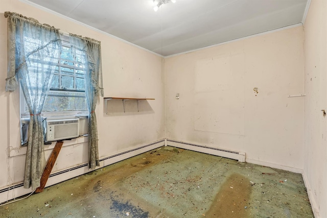 empty room with cooling unit and ornamental molding