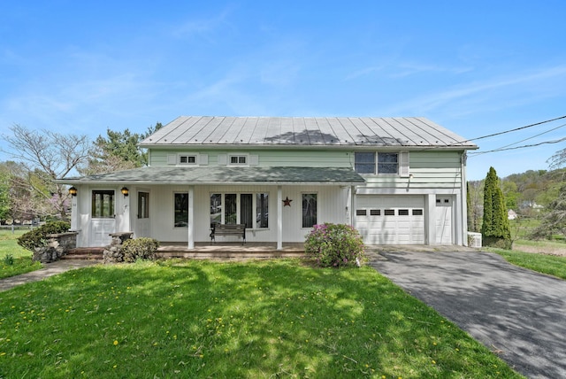 33 Little Brooklyn Rd, Warwick, NY 10990 - view of front of home with covered porch, an attached garage, a front yard, and aphalt driveway