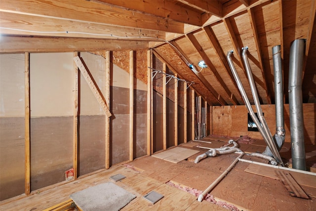 view of unfinished attic
