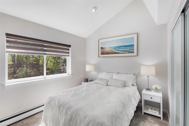 23 Top Of The Rdg Unit A8, Mamaroneck, NY 10543 - carpeted bedroom with lofted ceiling and a baseboard radiator