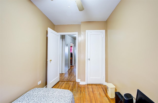 225-54 Murdock Ave, Queens Village, NY 11429 - bedroom with a ceiling fan, baseboards, and light wood-style floors