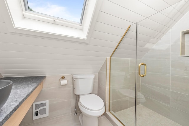 16 Anderson Rd, Pawling, NY 12564 - full bath with lofted ceiling, toilet, a stall shower, and vanity