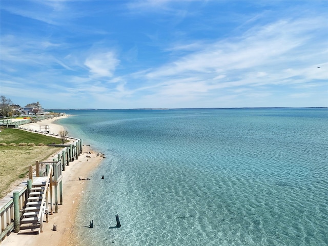 property view of water with a beach view
