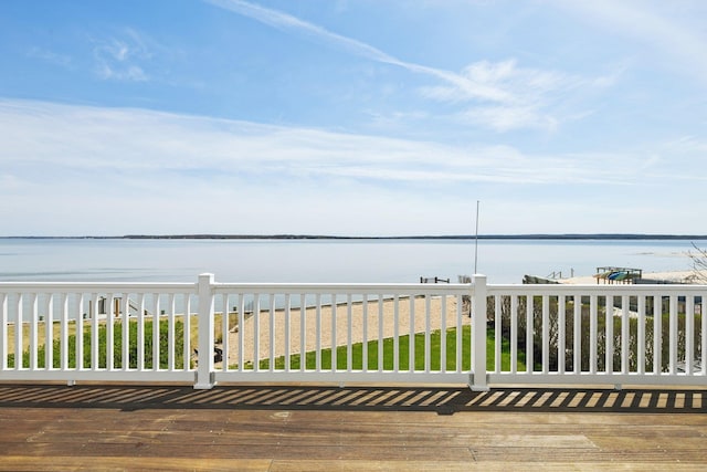deck with a water view