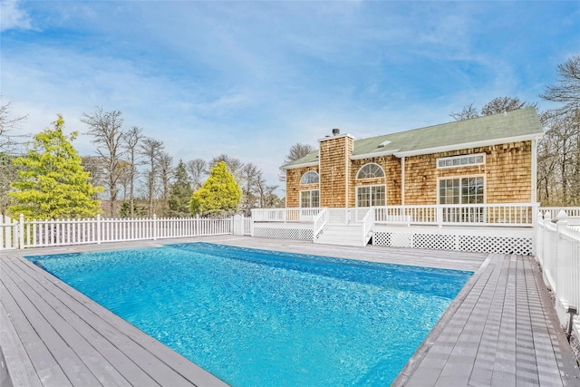 280 Shinnecock Hills Rd, Southampton, NY 11968 - view of swimming pool featuring fence, a fenced in pool, and a wooden deck