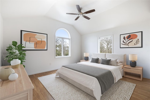280 Shinnecock Hills Rd, Southampton, NY 11968 - bedroom with baseboards, a ceiling fan, wood finished floors, and vaulted ceiling
