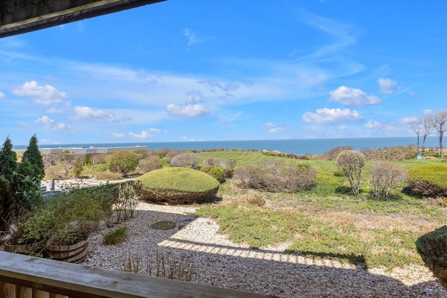 view of yard featuring a water view