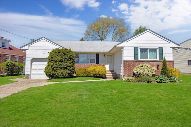 1 Magenta St, Hicksville, NY 11801 - ranch-style home featuring concrete driveway, a front yard, and brick siding