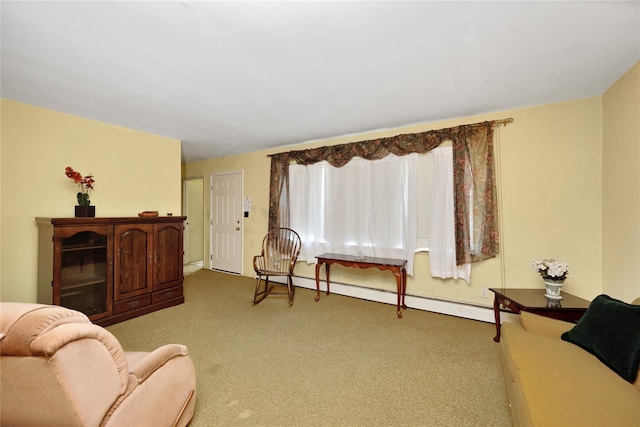 1 Magenta St, Hicksville, NY 11801 - living room featuring carpet flooring and a baseboard heating unit