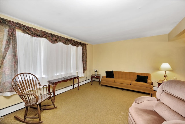 1 Magenta St, Hicksville, NY 11801 - living room featuring carpet floors, baseboards, and baseboard heating