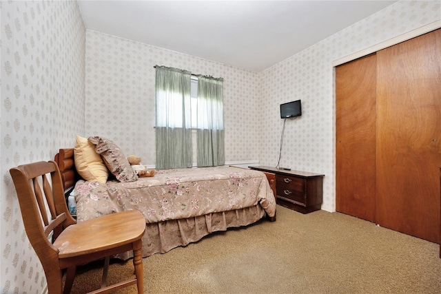 1 Magenta St, Hicksville, NY 11801 - bedroom featuring carpet floors, a closet, and wallpapered walls