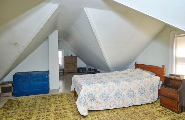 bedroom with vaulted ceiling