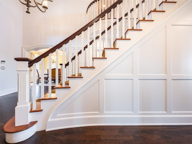 27 True Harbour Way W, Islip, NY 11795 - stairs with wood finished floors and a chandelier