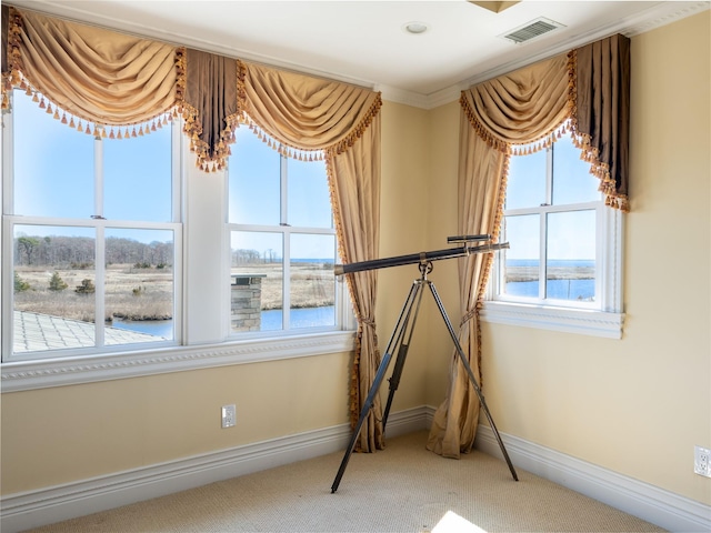 27 True Harbour Way W, Islip, NY 11795 - unfurnished room with carpet, baseboards, healthy amount of natural light, and a water view