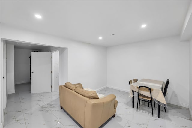 324 Ralph Ave, Brooklyn, NY 11233 - living room featuring recessed lighting and light marble finish flooring