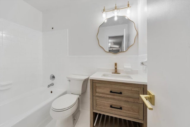 10 Mohawk Rd, Yonkers, NY 10710 - full bathroom with toilet, vanity, a wainscoted wall, and bathing tub / shower combination