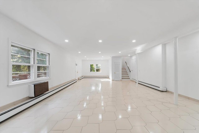 10 Mohawk Rd, Yonkers, NY 10710 - interior space featuring a baseboard radiator, stairway, and recessed lighting