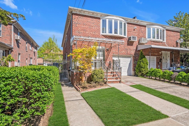 143-07 Rose Ave, Flushing, NY 11355 - view of front of property featuring brick siding, a garage, and driveway