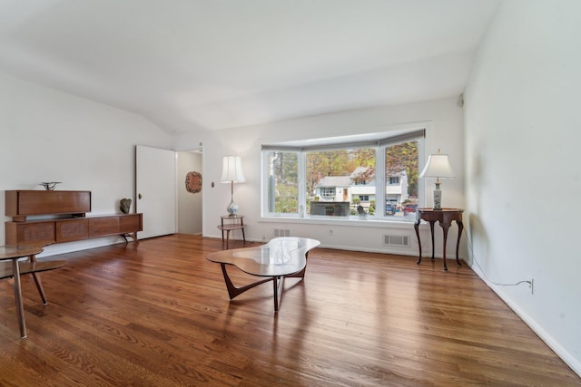 103 S Nauraushaun Rd, Pearl River, NY 10965 - living area with visible vents, wood finished floors, and lofted ceiling