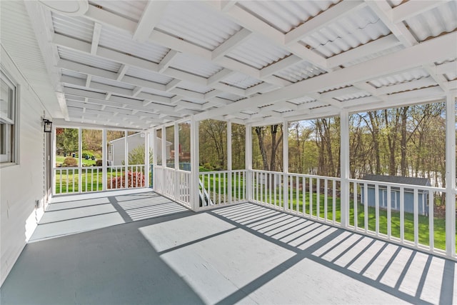 view of unfurnished sunroom