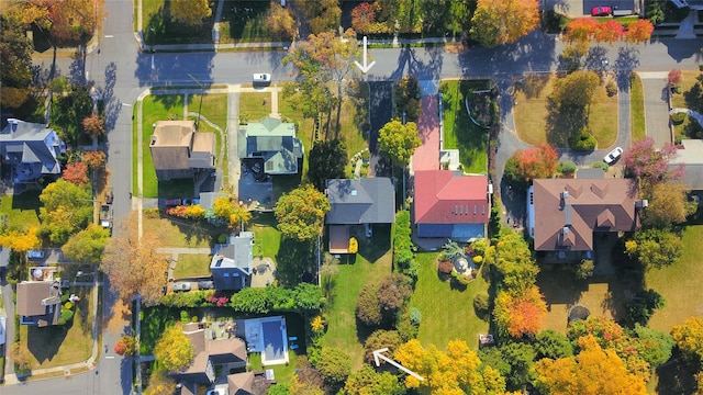 aerial view with a residential view