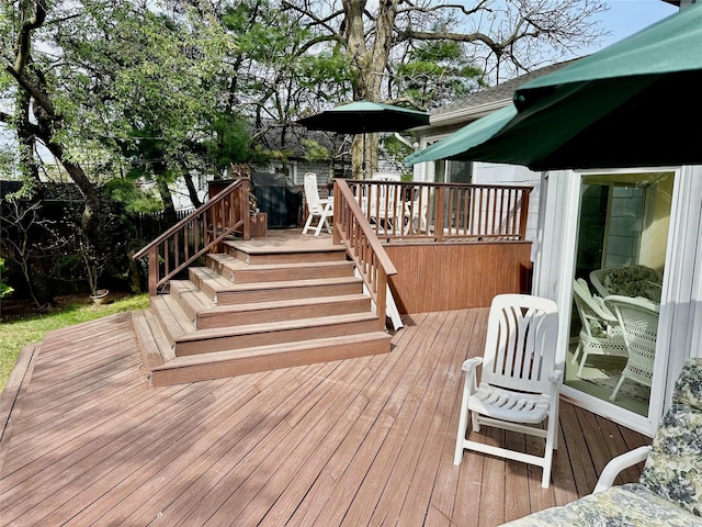 wooden deck with stairs