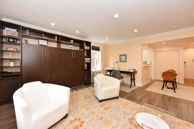 36 Barstow Unit 2-B, Great Neck, NY 11021 - interior space featuring recessed lighting, baseboards, ornamental molding, and light wood-style flooring