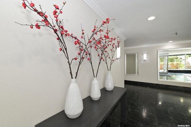 36 Barstow Unit 2-B, Great Neck, NY 11021 - hall featuring ornamental molding and recessed lighting