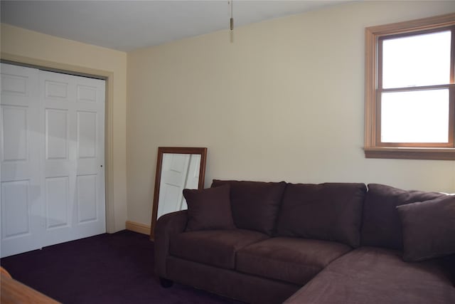 carpeted living room featuring a wealth of natural light